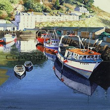 November Sunshine, Polperro.  Graham Munt Oil paintings, prints & postcards