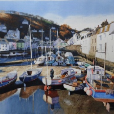 Cold afternoon, Polperro. Graham Munt. Watercolour Artist, Polperro, Cornwall