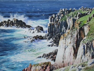Winter surf, Kynance-Graham Munt, Cornish Watercolour Artist