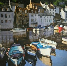 Last light, Polperro.  Graham Munt Oil paintings, prints & postcards