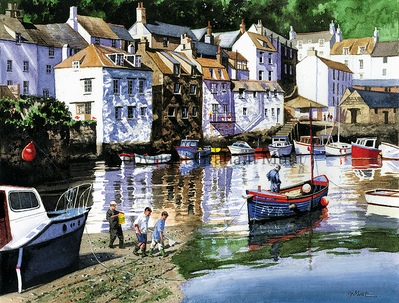 At the waters edge, Polperro-Graham Munt artist